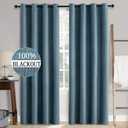 MIULEE 2 Panels Blackout Curtains Polyester Texture Opaque Curtains for Bedroom 100% Blackout Thermal Insulated Dusty Blue Curtains 90 Inches Long for Living Room