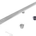 Linear Shower Drain 42", 304 Stainless Steel Floor Drain with Grid Drain Cover & Hair Strainer, Rectangular Shower Drain w/CUPC Certified, Brushed (42 Inch)