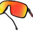 FEISEDY Fashion Polarized Sunglasses Oversized One Piece Reflective Lens Sports Sun Glasses B0122 (Black/Red Mirror)