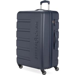SwissGear 7366 Hardside Expandable Luggage with Spinner Wheels, Navy, Checked-Large 27-Inch
