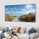 Trogonup Blue Coastal Beach Wall Art for Living Room Ocean Seascape Canvas Print with Seagulls Nature Modern Artwork for Bedroom Office Home Decor 29x58 Inch