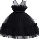 6M-9T Infant Baby Girls Ruffle Ball Gown Party Pageant Lace Dresses (6-12 Months, Black)