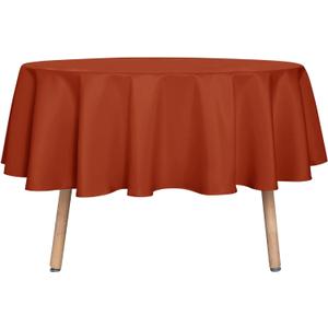 sancua Thanksging Round Tablecloth 70 Inch(Fits 20-58 Inch Tables) Burnt Orange - Water Resistant Spill Proof Washable Polyester Fall Table Cloth Decorative Fabric Table Cover for Dining Parties, Rust