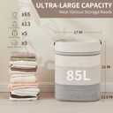 AINUOQI Laundry Basket with Handles - Blanket Basket & Hampers for Bedroom Aesthetic, Laundry Hamper & Blanket Storage for Living Room, Clothes Hamper, Tall, Large 17" x 14" x 22, Grey & White