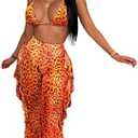 ECHOINE Women's Jumpsuit Beach Swimsuit Mesh Cover Up See Through Two Piece Outfits Clubwear with Briefs, Size M/L