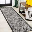 JONATHAN Y Vintage Filigree Indoor Outdoor Runner Rug 2X8 Light Gray/Black, Madrid Textured Weave for Backyard, Patio, Porch, Easy-Cleaning, High Traffic, Pet-Friendly, Non-Shedding (SMB107E-28)