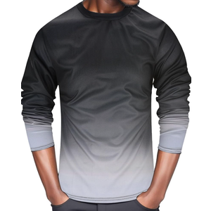 Casual Soft Comfortable Men's Cotton Small Print Round Neck Long Sleeve T-Shirt, Medium
