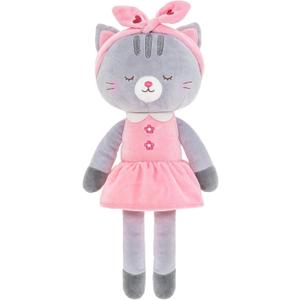 Lazada Stuffed Cat Dolls Animal Kitty Plush Toy Baby Girl Gifts Gray with Hair Band 16"