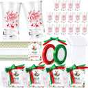R HORSE Christmas Party Favors Bulk  18 Set 1.2 Oz Acrylic Merry Christmas Shot Glasses Set with Cards, Festive Ribbons and Gift Bags for Xmas Holiday Party Gifts for Friends Family Stocking Stuffers