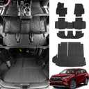 Bomely Floor Mats Compatible with 2020-2026 Toyota Highlander Cargo Liner Back Seat Cover Hybrid Fuel 2025 7 Seats Highlander Accessories (2020-2026,Floor Mats+Trunk Mat with Backrest Mat)