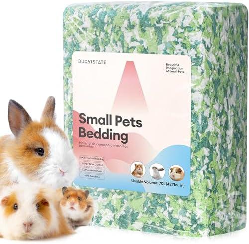 BUCATSTATE Hamster Bedding 70L, 99% Dust-Free Guinea Pig Paper Bedding Odor Control Paper Bedding, Cozy Small Animal Bedding for Rabbit Rat Syrian Dwarf Hamsters Gerbils (Mint)