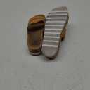 Flatform Platform Sandals Women Arch Support Beach Slides Orthotic Summer Causal Cork Footbed Adjustable Lightweight Thick Sole Comfortable Fashion Slip on Cushion Cute 2 Strap (7, A3- Brown Elastic)