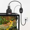REPTI ZOO Reptile Light Fixture with Dimming Thermostat, 5.5 Inch Deep Dome Lamp Fixture with Temperature Controller for Reptile Heat Lamp Bulb, Max 100W