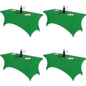 FORLIFE 4Pack Spandex Table CoversFitted Tablecloth for Rectangular Tables, Stretch Patio Table Covers, Universal Spandex Table Cover for Wedding, Banquet, Party (6ft, Emerald) (72" x 30" (Rectangle) 4PACK)