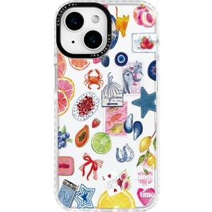 for iPhone 13 mini Case, Coastal Fruit Collage Pattern with Lucky Charms, Military-Grade Drop Protection, Boho Y2K Soft Slim TPU Protective & Camera Protection for Women Girls (BuleArtCut)