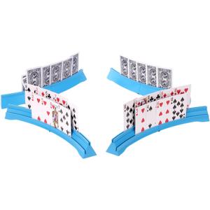 Stackable Card Holder, Double Layered Playing Card Holder Organizer Tray, 4 Pack Storage Case for Seniors, Adults, Arthritis Patients and Kids (Blue)