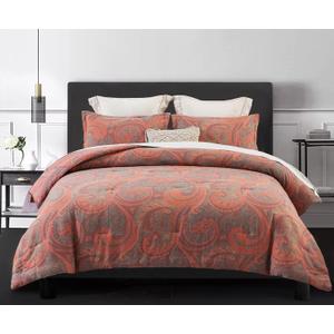 SLEEPBELLA Washed Double Layer Muslin 100% Cotton Comforter Set King Size, Paisley Fluffy Thick Checked Bedding Set, Soft Breathable (1 Comforter, 2 Pillow Shams)