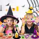 90PCS Halloween Party Decoration Gift Trick or Treat Container Witch Hat Kit for Kids School Classroom Gift, Trick or Treat, Includes Hat Teeth Eyeballs Cobwebs