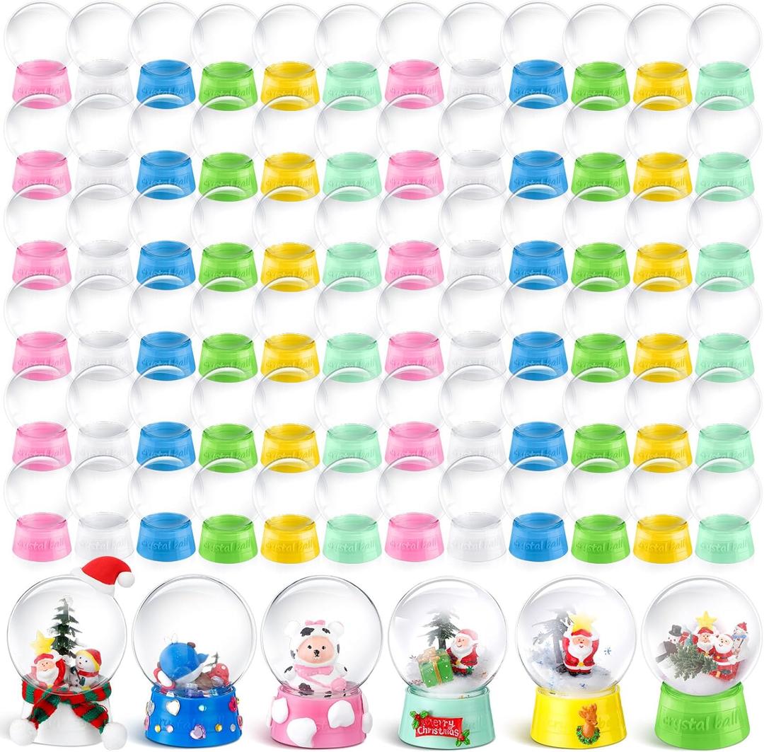 Layhit 72 Pcs 4 Inch DIY Snow Globe Bulk Clear Plastic Water Globe Bulk Empty Fillable Christmas Snow Globes with Screw Off Cap Keepsake Globe Display Case for DIY Crafts Ornaments Home Decoration