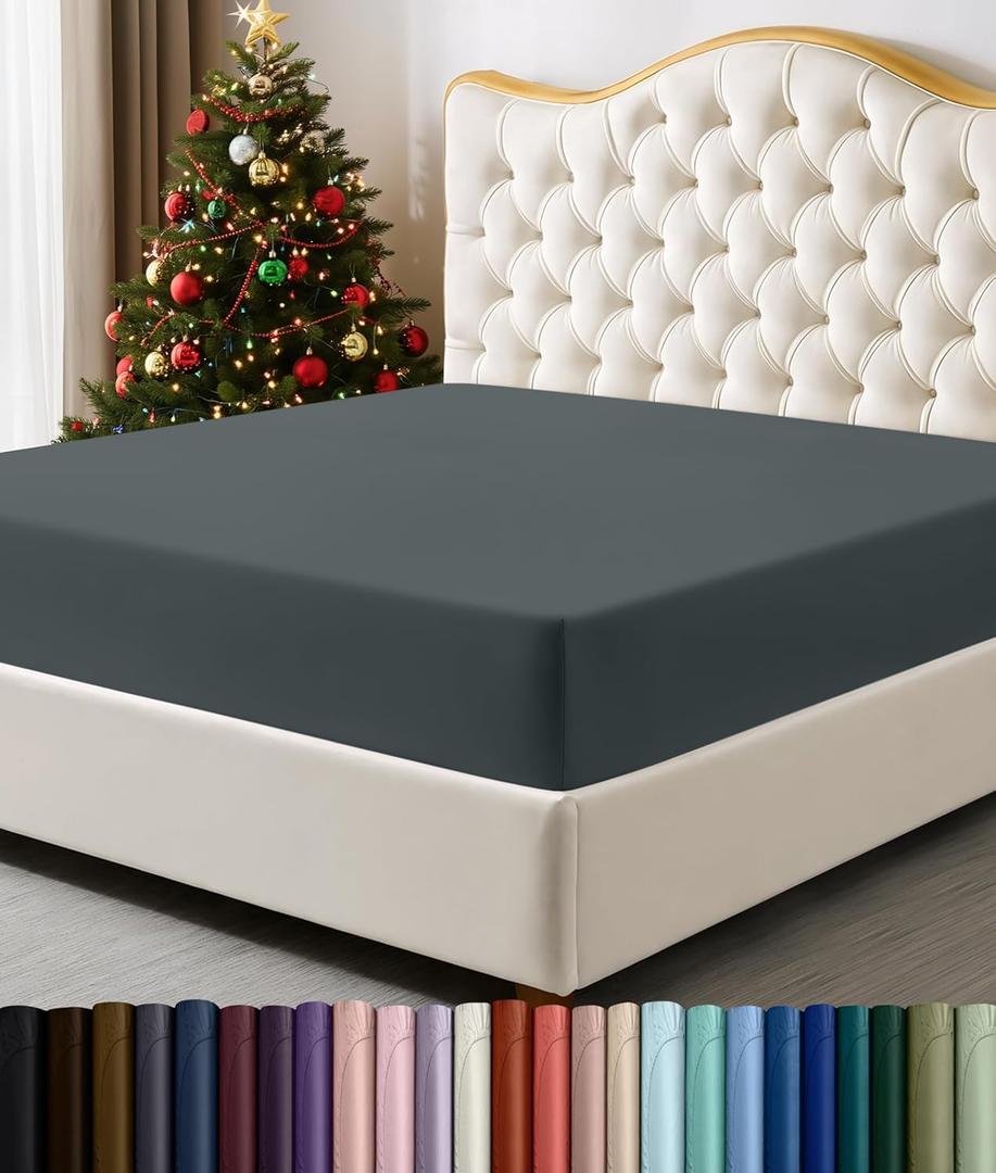 Utopia Bedding King Fitted Sheet - Bottom Sheet - Deep Pocket - Soft Microfiber - Shrinkage and Fade Resistant - Easy Care -1 Fitted Sheet Only (Grey)