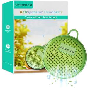 Refrigerator Deodorizer Odor Eliminator, Last for 10 Yeas Fridge Deodorizer Compact Fridge Freshener Deodorizer More Effective Than Baking Soda Bamboo Air Purifying Bags,Grass Green