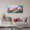 THRLVEART Lotus Bedroom Wall Decor for Women - Pink Flower Wall Decor for Bedroom - Modern Wall Art for Living Room Size 20" x 40"