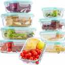 8 Pack Glass Meal Prep Containers with Lids, Glass Food Storage Containers with Snap Locking Lids, Airtight Lunch Containers for Microwave, Oven, Freezer and Dishwasher BPA Free (Blue)