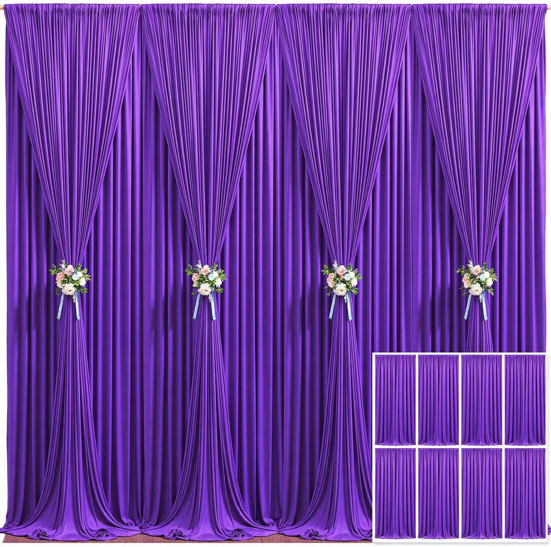 8 Panels Purple Backdrop Curtain for Parties Wedding Wrinkle Free Purple Photo Curtains Backdrop Drapes Fabric Decoration for Birthday Party Photography 40ft(W) x 10ft(H)