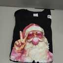 Retro Pink Santa Blowing Bubble Gum Funny Merry Christmas T-Shirt, S