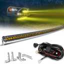 BraveWAY 50IN Yellow Curved LED Light Bar Single Row 25,920LM Spot Flood Combo Beam Amber Fog Off-Road Light Bar for Truck Pickup ATV UTV SUV Ranger 4Runner-Enhance Visibility in Fog & Night Driving