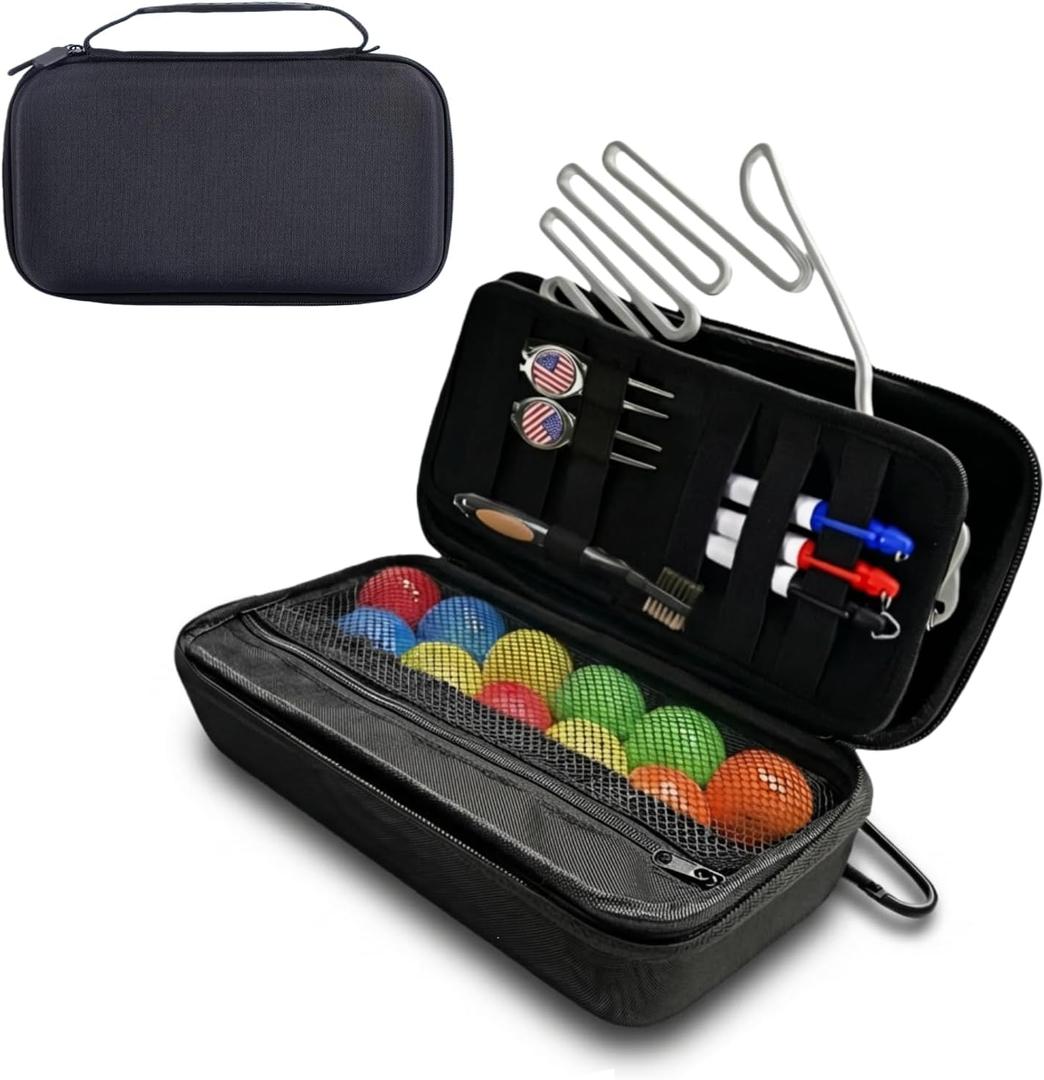 Golf Glove Holder Case with Glove Shaper, Golf Accessories for Men & Women, Hard Shell and Breathable Golf Bag Organizer with Carabiner Fits Phone, Balls, Tees, Markers, Gifts for Golfers