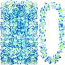 24 Counts Hawaiian Leis Necklace Tropical Flower Lei Floral Luau Party Decorations Hawaiian Flower Luau Necklaces Hula Dance Garland Headbands for Beach Birthday Wedding Party (Blue)