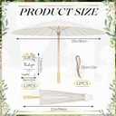 Sadnyy 33 Inches Large White Polyester Paper Umbrella Parasol Chinese Japanese Parasol Rain Windproof with Thank You Tags Rope Wedding Favors for Guest Bulk Souvenirs for Bridal Party Favors
