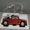 Roman, 6" H Lighted Swirl Red Truck with Santa and a Puppy, Confetti Lites, Tabletop Christmas Decoration