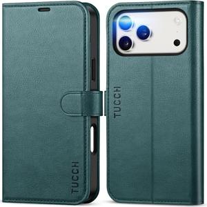 TUCCH Wallet Case for iPhone 17 Pro Max (6.9-Inch) 2025, 4 Card Holders, RFID Blocking, Stand, Shockproof TPU Shell, PU Leather, Magnetic Closure, Protective Flip Folio Cover, Teal Blue