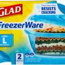 Glad GladWare FreezerWare Food Storage Containers with Lids, Large Rectangle BPA Free Plastic for Freezing Soups Meals and Batch Cooking, Crack Resistant, Microwave Dishwasher Safe, 64 Oz, 2 Count