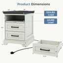 DUMOS Farmhouse Nightstand with Charging Station & USB Ports, 2-Drawer