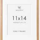 11x14 Picture Frame, Solid Oak 11x14 Photo Frame with Mat to 8x10, 14x11 Natural Oak Wood Frames for Wall, Set of 1