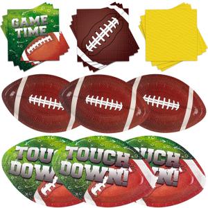 168Pcs Football Party Supplies Tableware SetFootball Party Set Includes Dinner Plates, Dessert Plates, Napkins, Super Game Bowl Party Decoration Football Theme Party Decorations Birthday Party