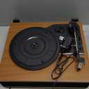 Vinyl Record Player Bluetooth Turntable with Built in Stereo Speakers Belt Drive 3 Speeds Vintage Turntables for Vinyl Records Support RCA Output, Aux in, Auto Stop, Light Walnut