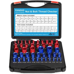 FANOVO Thread Size Checker, 23 Inch & 21 Metric Bolt and Nut Identifier Gauge Kit, Threaded Measurin Inspector Finder Tester Box Set, for Size Checker of Bolts or Nuts in Narrow Areas (Black)