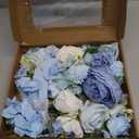 Artificial Flowers Combo Baby Blue Flowers Mix Roses Peonies Hydrangea Orchids Poppy Daisy with Floral Stems for Wedding Bridal Bouquets Baby Shower Floral Arrangement Table Centerpieces Home Decor
