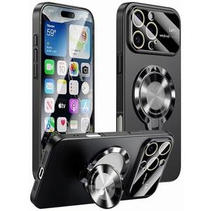 Togotomars Magnetic Case for iPhone 16 Pro Max Matte PC Shell, Camera Lens Protection, Compatible with MagSafe Kickstand, Durable Slim Phone Case (Black)
