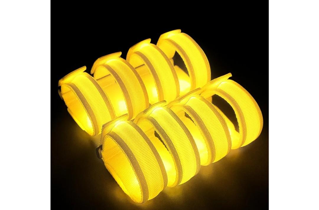 KIRALUMI 8 PCS LED Glow Bracelets, Light Up Wristbands - Halloween Glow in The Dark Party Bracelets Favors Supplies for Christmas, Concerts, Festivals, Game Prizes, Sports, Rave Accessories（Yellow）