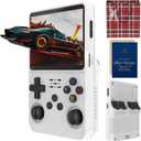 R36s Handheld Game Console, 3.5 Inch IPS Screen Retro Handheld Game Console with 128g TF 3000mah Battery, Built-in 21000+ Classic Games for Adults (White 128G)