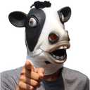 CreepyParty Cow Mask - Animal Halloween Costume for Parties, Cosplay, Photo Booth Props, and Pranks - Funny Gag Gift for Adults