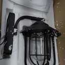 SAMTEEN Black Outdoor Wall Light Fixtures Modern Farmhouse 1-Light Outdoor Wall Sconce with Hammered Glass Wall Lantern Light for Porch Garage Courtyard, 16-Inch