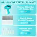 Stitch Gun for Clothes With Storage Box, Handheld Stitch Gun Quick Clothing Fixer Micro Sewing Tagging Gun Kit for Clothing One Stitch Sewing Gun Includes Needles Fasteners (Blue