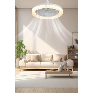 Silent Socket Fan Light - Screw-in Ceiling Fan Light Socket, LED Bulb Fan, Ceiling Fan Light with Light and Remote Control for Kitchen Bathroom Storage Garage (Crystal)