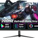 INFIEVO 24 Inch Gaming Monitor FHD 1080p 200Hz IPS 1ms, AMD FreeSync Premium, HDR, VESA Mount, Tilt Adjustable, Gamer Eye Care, HDMI/DisplayPort (Black)